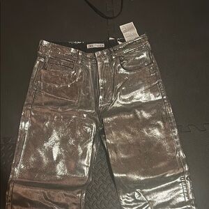 Zara Metallic Silver Pants